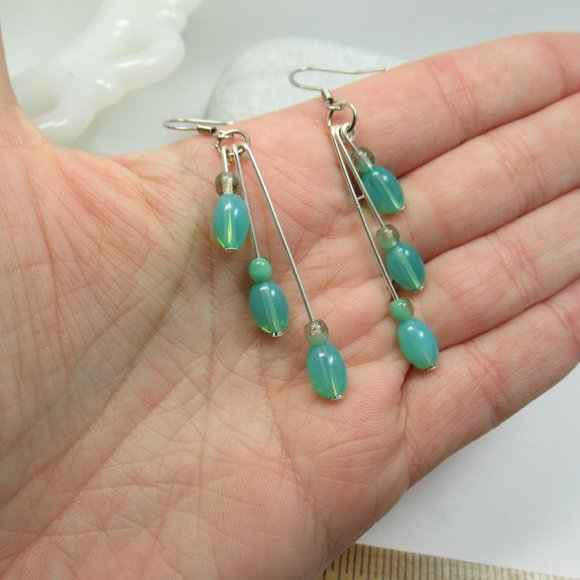 Czech triple fringe UG bead earrings - Picture 8 of 9